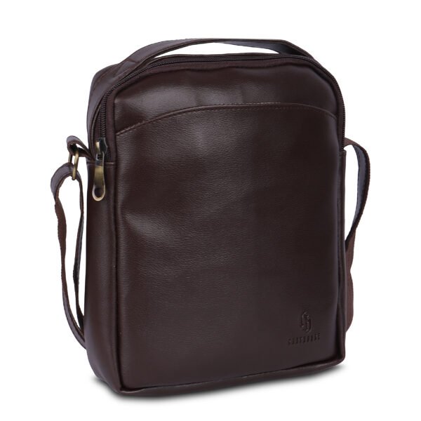Classic Synthetic Leather Sling Bag – Brown
